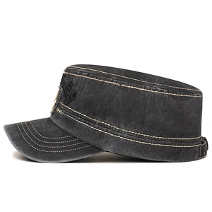 Casquette militaire vintage en coton délavé avec broderie 1941 et surpiqûres contrastées