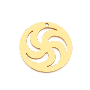 Elegant gold spiral cutout geometric pendant with a single hole for DIY jewelry making