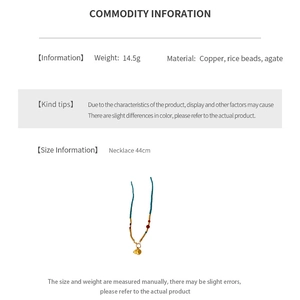 Spécifications détaillées du collier de perles avec détails sur la taille et le poids
