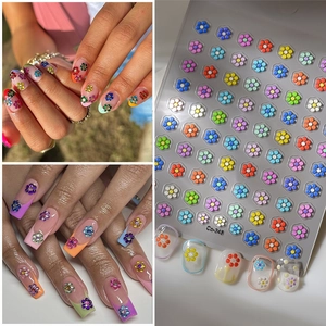 3D Embossed Flower Nail Stickers Colorful Resin DIY Manicure Decals For Women Girls Waterproof Floral Art