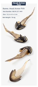 Detailed views of Cephalaspis fish model with realistic texture and dimensions shown
