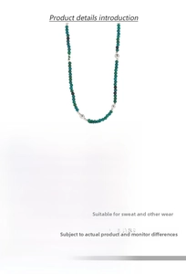 Detail view of S925 sterling silver and turquoise beaded necklace with size parameters