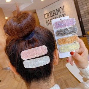 Rectangular Hair Clip Rhinestone Glitter Crushed Crystal Alloy BB Hairpin Side Clip Headwear Korean Style Women Girls