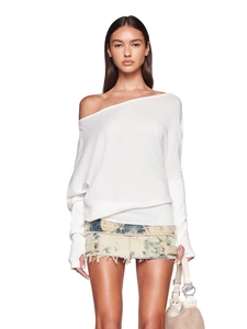 Women Slant Shoulder Irregular Wool Alpaca Knit Sweater Slim Fit Off Shoulder Long Sleeve Top Pure Desire Streetwear