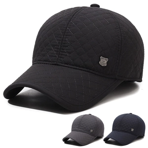 Casquette De Baseball Homme Hiver Matelassée Coupe-Vent Chaud Protège-Oreilles Réglable Logo Métal Sport De Plein Air