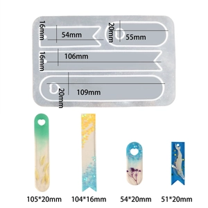 DIY silicone resin bookmark mold set with various shapes and creative finished resin pieces