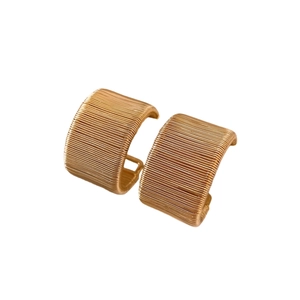 Elegant 18k gold plated wide C-shape hoop earrings with textured wire wrap design