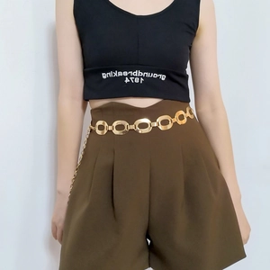Fashionable Metal Waist Chain Belt For Women Adjustable Oval Link Belly Chain Sophisticated Polish Body Jewelry Accessory