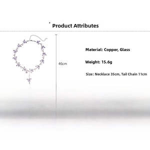 Detail showing crystal butterfly necklace dimensions and 35cm chain with 11cm extension