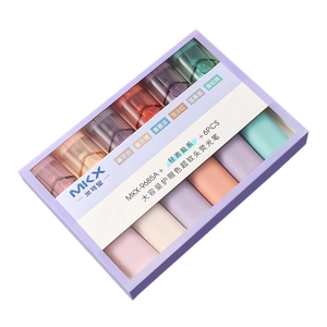Set of 6 Morandi color highlighters with soft tips and clear caps in a stylish box