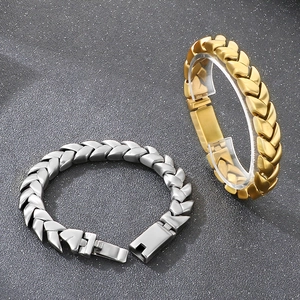 Mens 11mm matte stainless steel Cuban link bracelet in gold and silver finish