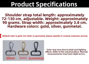 Adjustable 3.8cm wide maze pattern strap showing size specs and hardware color options