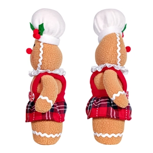 Vista dettagliata dei profili laterali di bambole di peluche chef pan di zenzero Natale