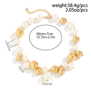 Detailed size specifications for punk choker with oversized pearls and gold beads
