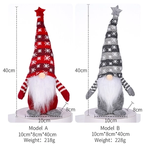Detailed size and weight specs for Christmas gnome dolls with star and snowflake patterns