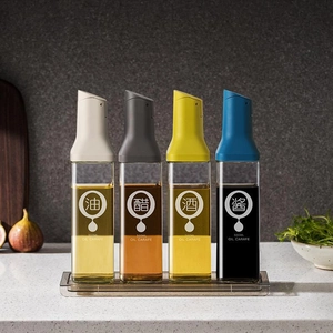 500ml leak-proof glass oil and vinegar dispenser set with tray for kitchen organization