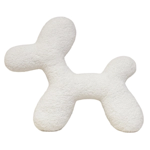Artistic white sherpa balloon dog plush toy for creative home sofa decoration