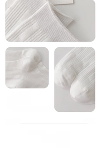 Detail of seamless toe and reinforced heel on white ribbed cotton socks for comfort