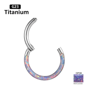G23 titanium hinged segment ring with multi lavender opal stones for nose or ear