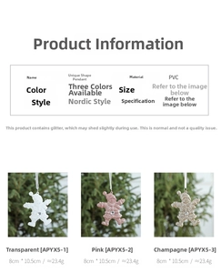 Macro view of Santa Claus PVC ornaments with glitter finish for Christmas decor