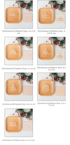 Makro-Detail von Weihnachts-Fondantformen mit festlichen Motiven und Weihnachtsbaum-Muster