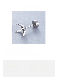 Macro shot of titanium steel four-claw earring stud bases with screw back DIY jewelry parts