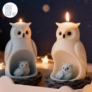 Moule en silicone 3D chouette mère et enfant pour ornements DIY en résine plâtre