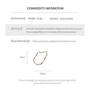 Size specifications for the colorful natural stone beaded necklace with 47cm chain length