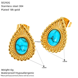 Spécifications des boucles d'oreilles turquoise plaquées or 18K avec taille et matériaux