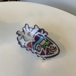 Artistic anatomical heart hair claw clip with colorful Love pattern for Halloween