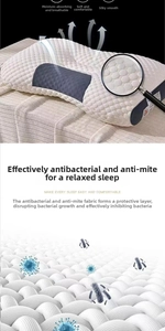 Detail view of breathable honeycomb mesh fabric on white and grey ergonomic massage pillow