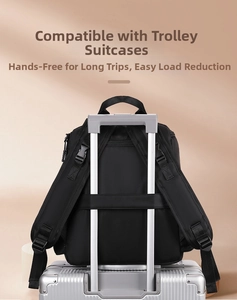Detail of waterproof diaper bag backpack with luggage strap for travel convenience
