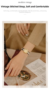 Detail of vintage oval gold watch with chic checkered leather strap on a magazine