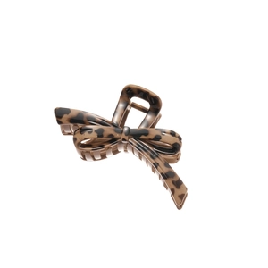 Elegant leopard print acrylic hair claw clip with bow design for stylish women hair accessories