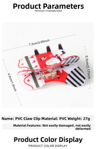 Dimensions détaillées de la pince à cheveux Père Noël de Noël en matériau PVC durable