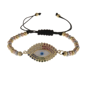 Bracciale intrecciato Malocchio con perline in oro, argento, oro rosa e cristalli colorati