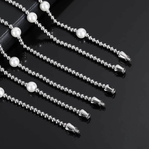 Elegant titanium steel pearl bracelet with DIY screw clasp and silver metal beads