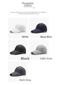 Detailed view of quick-dry baseball caps in five colors with laser-cut ventilation holes