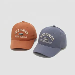 Cappellini da baseball in cotone per bambini con ricamo vintage stile high school chic