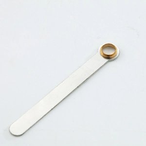 Luminous metal watch hands with silver finish and gold-colored copper ring hole set