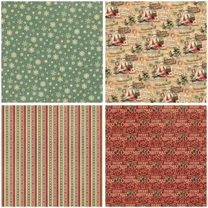 Set of 12 vintage Christmas Santa Claus scrapbook paper with classic holiday patterns