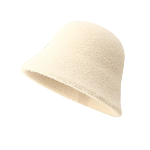 Creamy wool felt bucket hat for women in minimalist design with soft texture