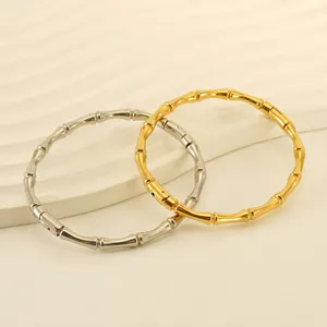 Bamboo Bangle Stainless Steel 18K Gold Plated Polished Niche Design Bracelet For Women