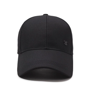 Classic black cotton baseball cap with long brim and metallic Z logo for men