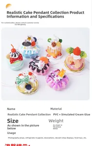 Detailed collection of assorted PVC faux cream cakes and dessert charms for keychains