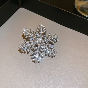 Detailed macro view of the sparkling snowflake hair clip with intricate crystal inlay