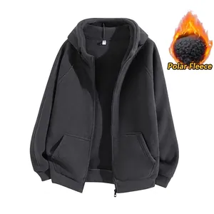 Men Women Unisex Plus Size Hooded Fleece Jacket Full Zip Double Sided Polar Fleece Warm Thickened Outdoor Casual Hoodie