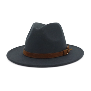 Unisex Wide Brim Wool Felt Fedora Hat Vintage Panama Trilby Style With Buckle Suede Band For Men Women Classic