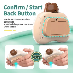 Bear-themed handheld electronic push bubble puzzle game console with back function buttons