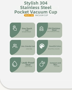 Features of mini 304 stainless steel pocket thermos with leak-proof pop lid design